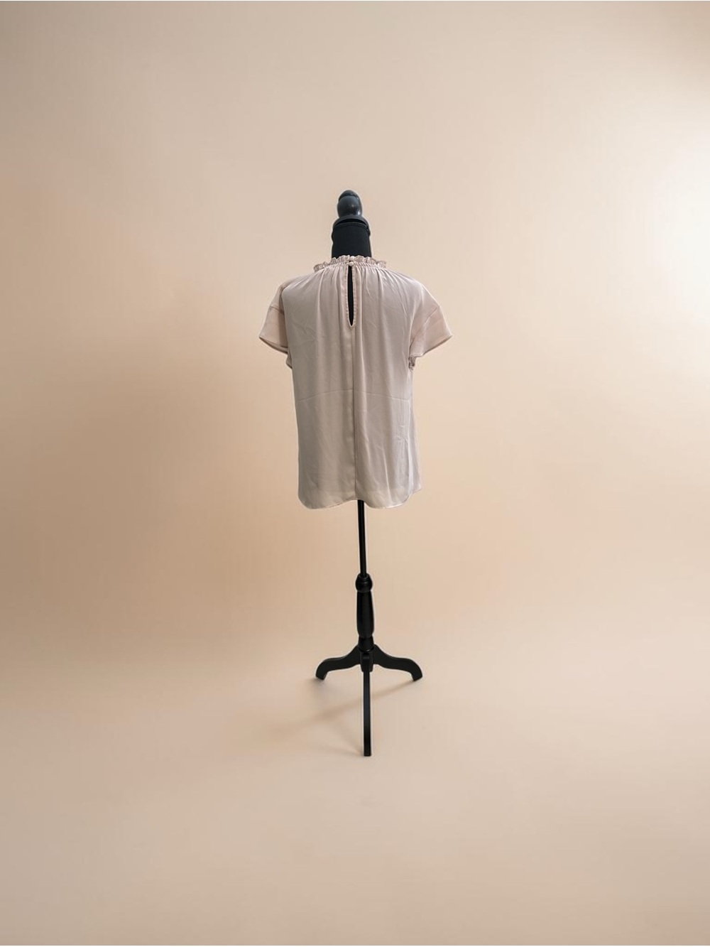 Express Light Pink Ruffle-Neck Short Sleeve Top - Picture 2 of 4